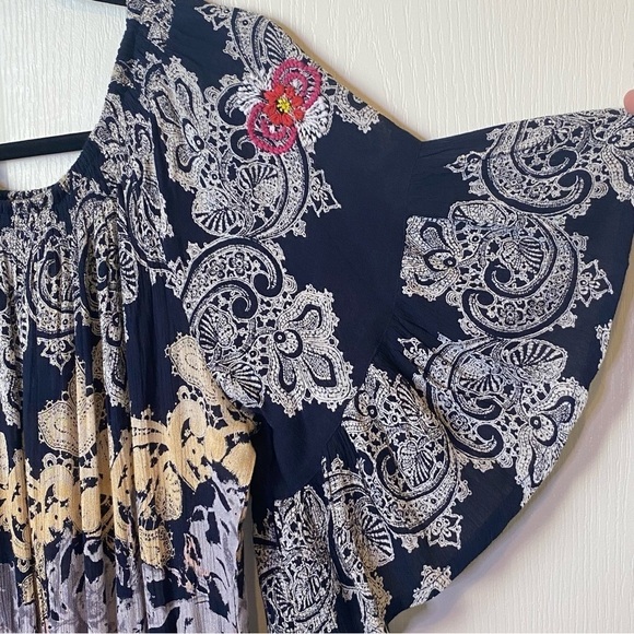 Raga Anthropologie Jolie Off Shoulder Ruffled Smocked Jumpsuit Medium NWT - Picture 7 of 13